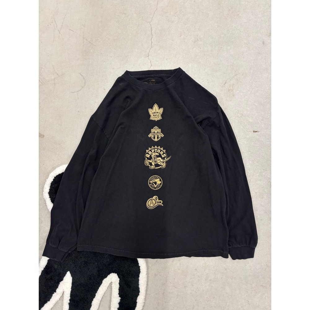 OVO Toronto Raptors Drake Night 2018 Long Sleeve Shirt Black Gold Mens Large